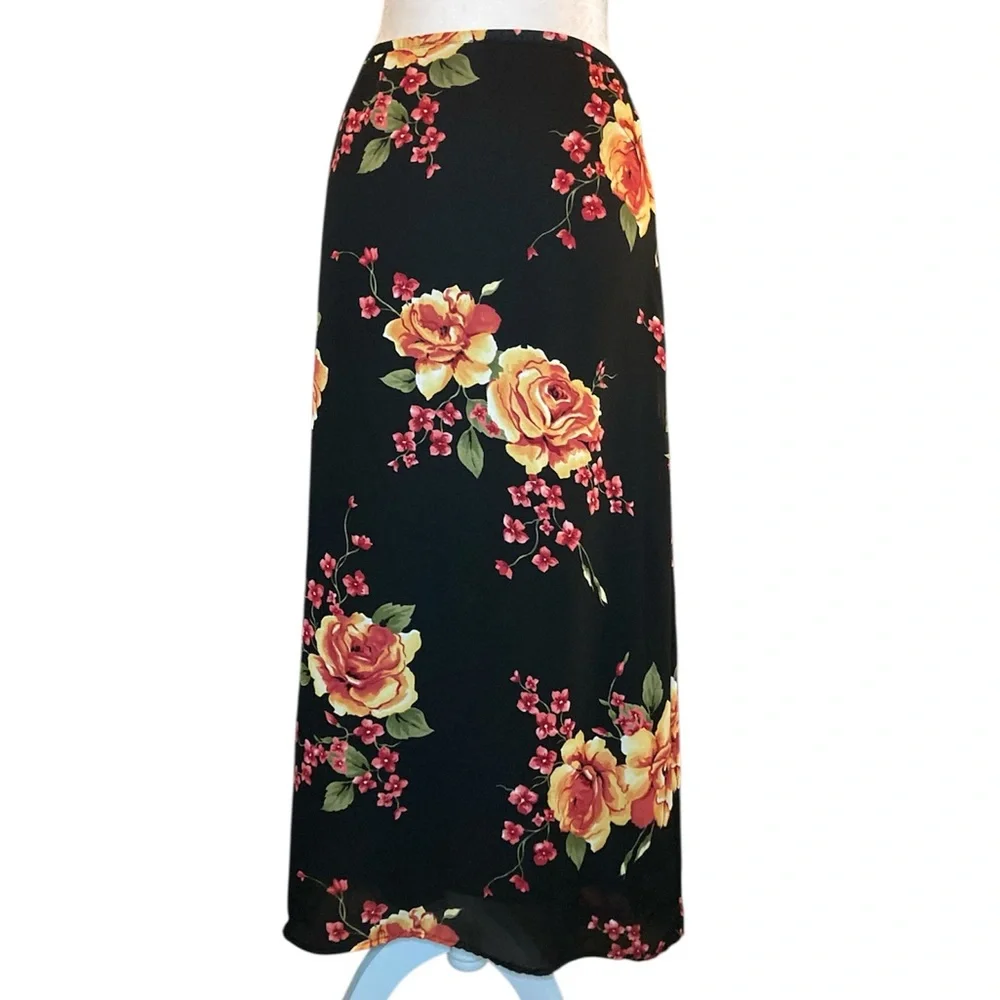 Jaclyn Smith Orange and Pink Maxi A-Line Skirt